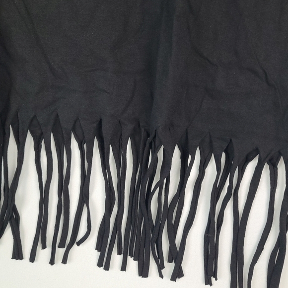 NEW ON Fire Black Fringe Tee "Good Vibes Only Be Happy" Flowers Print SZ 2X NWT - Picture 4 of 7